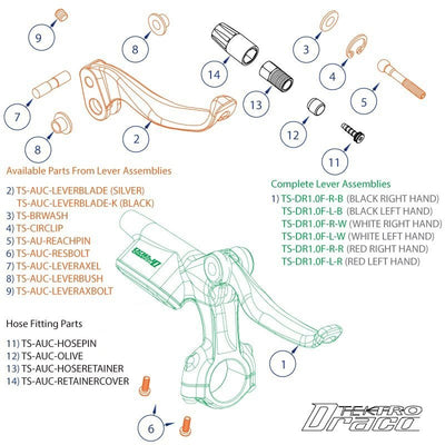 Tektro Spares - '11 Draco Lever Assembly - White/Black - RHS - love-cycling-tech